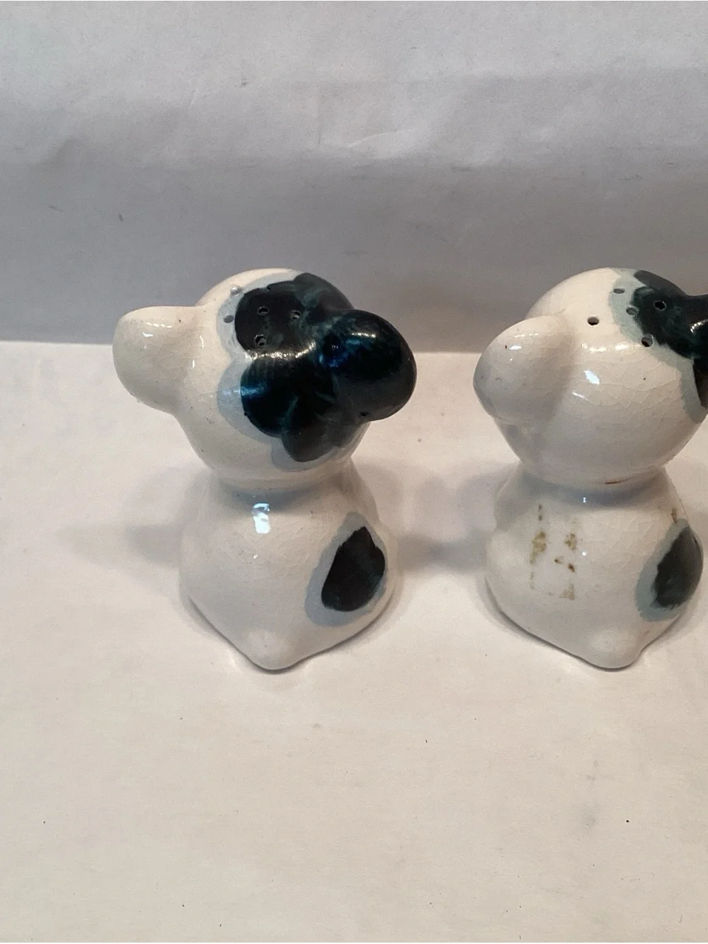 Kitsch Dog Salt & Pepper Japan Vintage Puppy Spotted Eye Roll Expression